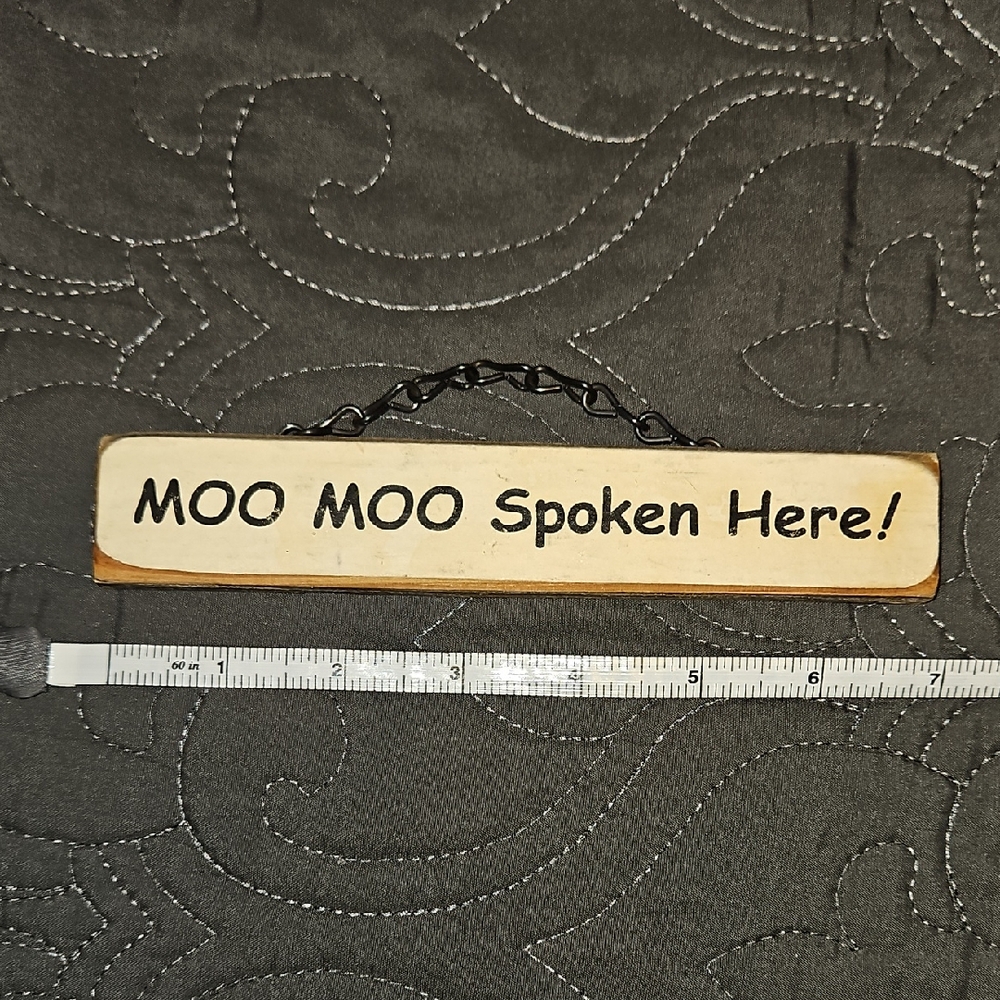 Charming Cream and Black Wall Sign - Moo Moo Spoken Here!